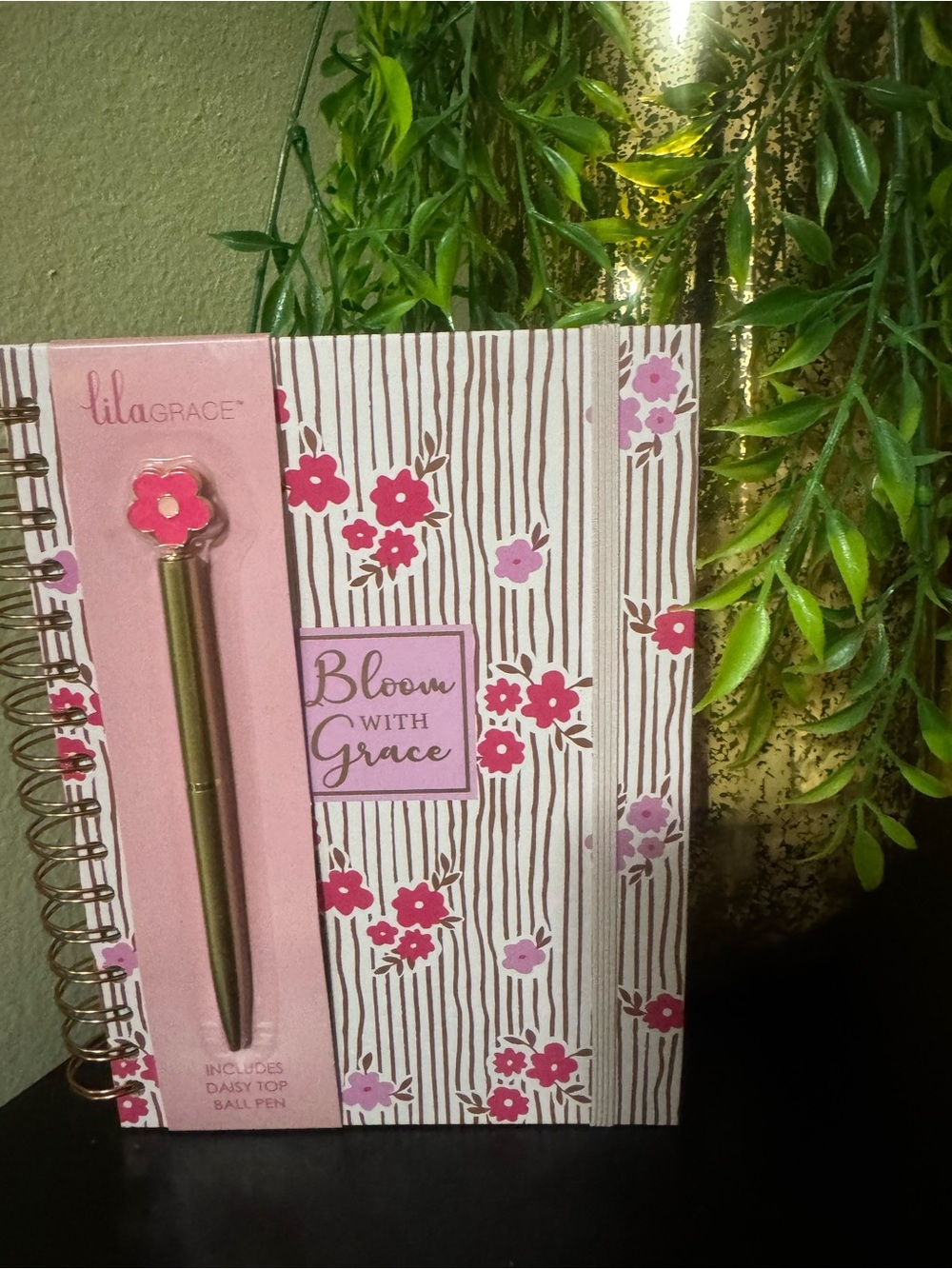 Lila Grace "Bloom With Grace" Floral Spiral Notebook with Daisy Top Pen